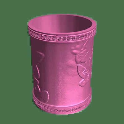 flowers on pen holder cup 3d models download creality cloud 3d print model - Mito3D