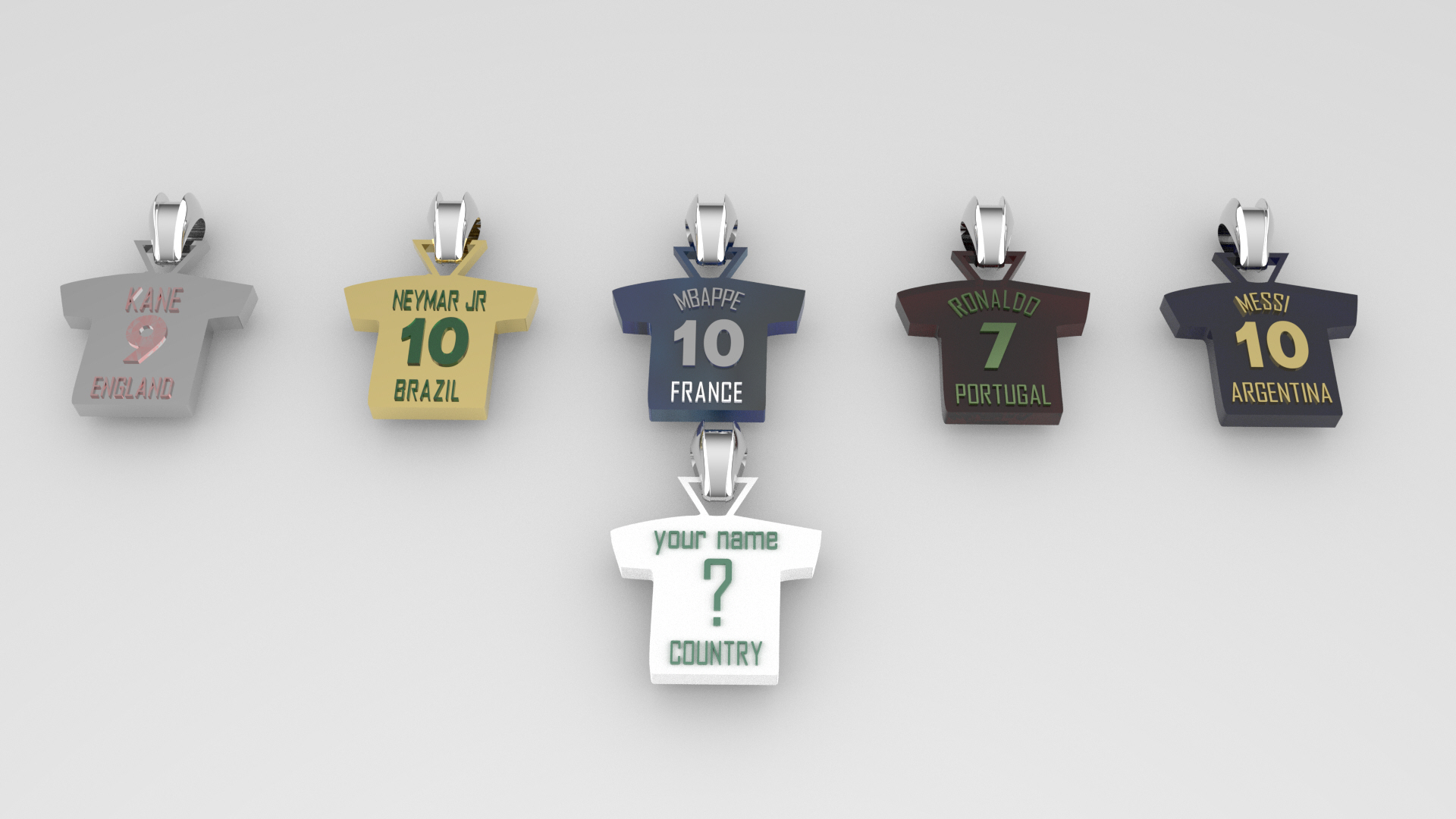 calcio squadra pendente personalizzato messi ronaldo kane gioielleria 3D print model - Mito3D