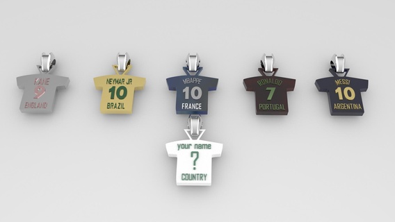 Football équipe pendentif Douane messi Ronaldo kane bijoux 3d print model - Mito3D