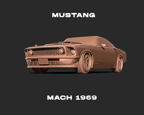 vau mustang mach 1969 3d impressão modelo modelos baixar crialidade nuvem brinquedo carros 3d print model - Mito3D