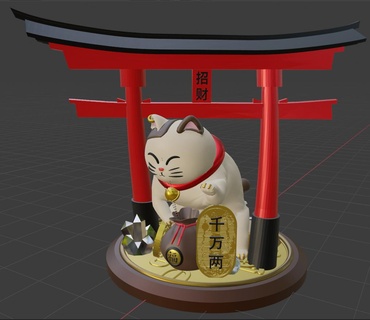 fortuna gato casa 3d print model - Mito3D