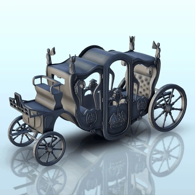 four wheeled chique real transporte estofado assentos 1 3d modelos baixar crialidade nuvem animal drawn veículos 3d print model - Mito3D