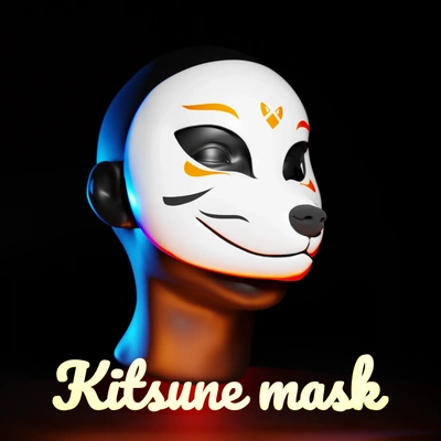 fuchs kitsune maske cosplay 3d modelle download realität wolke 3d print model - Mito3D