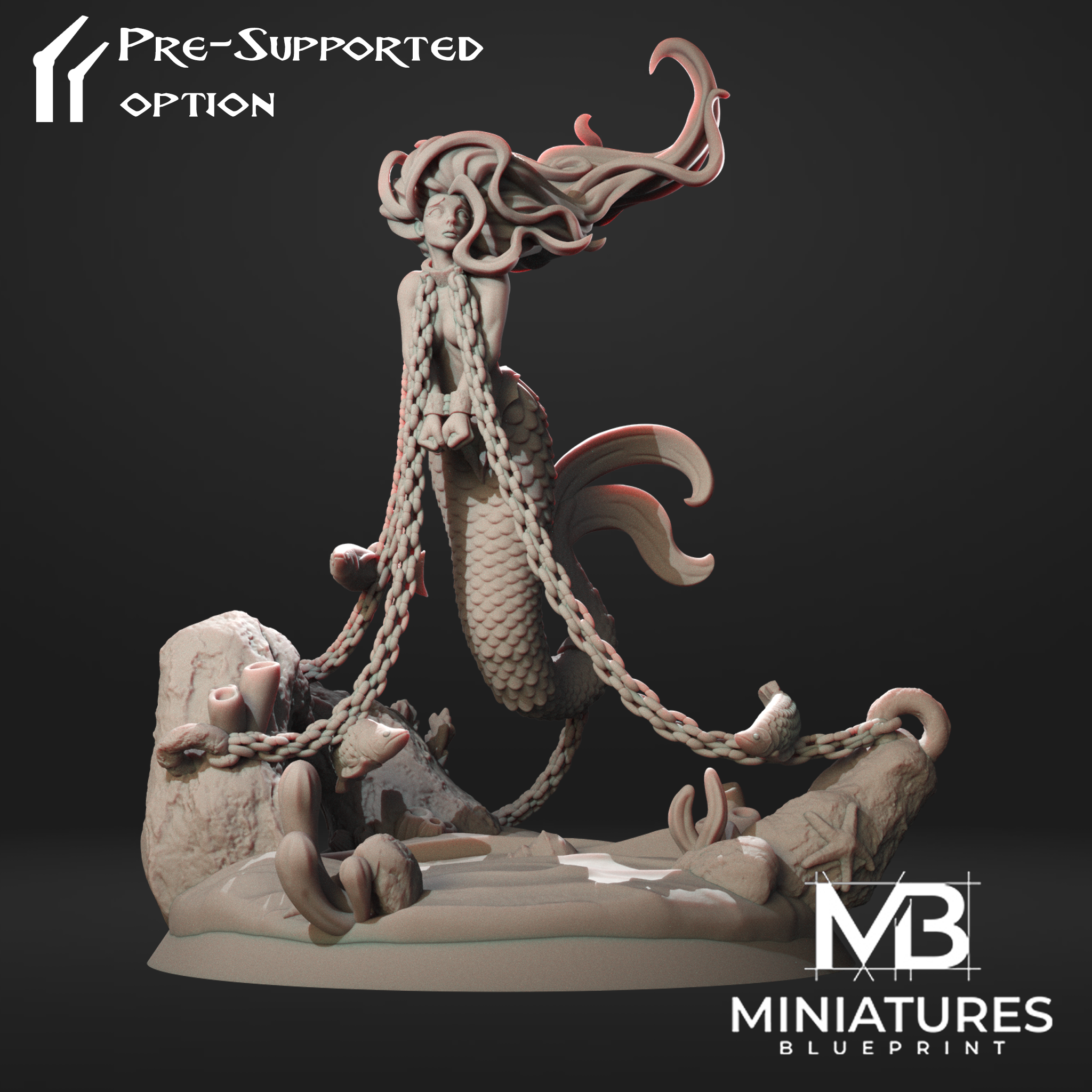 gratis encadenado sirena mujer 3D print model - Mito3D
