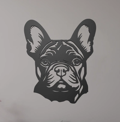 francese bulldog ritratto parete arte 3d modelli scarica creality nube casa arredamento 3d print model - Mito3D