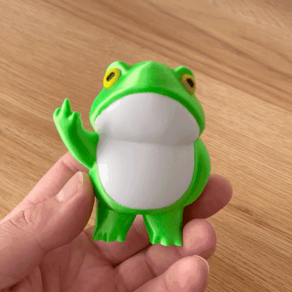 komik kurbağa orta parmak heykelcik sürüngen 3D print model - Mito3D