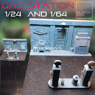 gaz istasyon diyorama 1 24 64th ölçek 3d Yazdır model mimari manzara 3d print model - Mito3D
