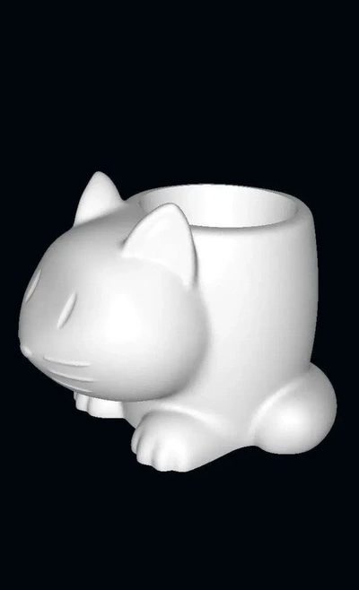 gato maceta 3d modèles télécharger créalité nuage 3d print model - Mito3D