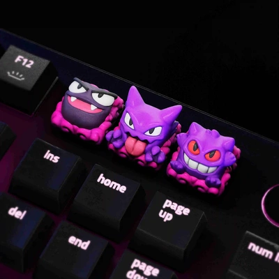 gengar evolutions keycaps - mechanical keyboard 3d models download creality cloud fictional characters 3d print model - Mito3D