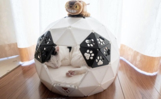 geodesic dome cat house Household 3d print model - Mito3D