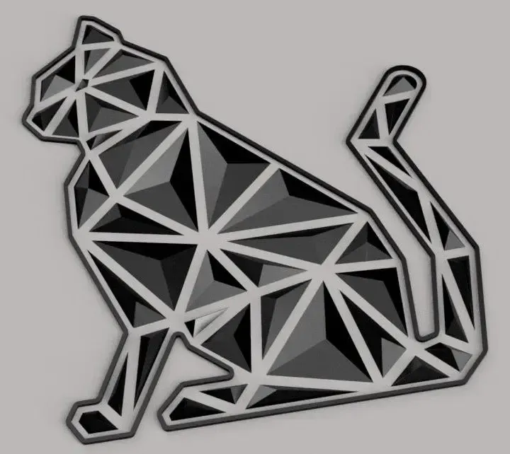 géométrique chat mur art 3d modèles télécharger créalité nuage 3D print model - Mito3D