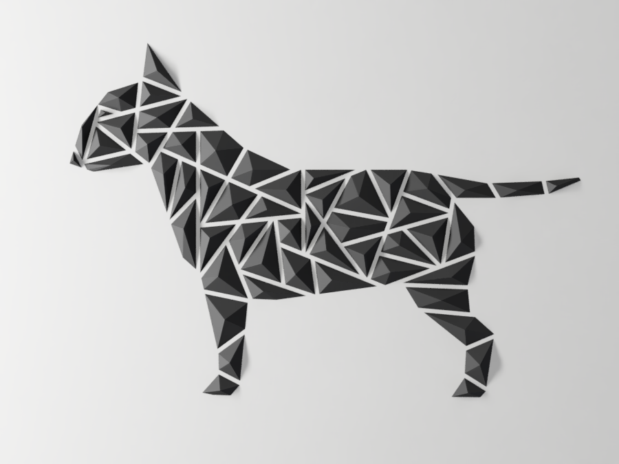 géométrique chien mur art taureau terrier style Accueil maison décor 3D print model - Mito3D