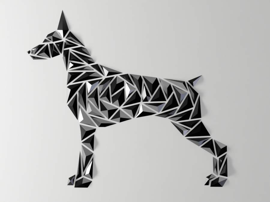 géométrique chien mur art dobermann style Accueil maison décor 3D print model - Mito3D