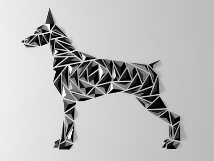 geometrico cane parete arte dobermann stile casa arredamento 3d print model - Mito3D