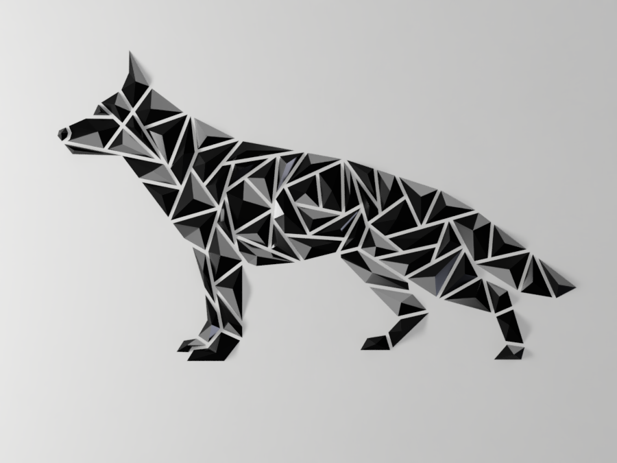 geometrik köpek duvar Sanat Almanca çoban stil ev dekor 3D print model - Mito3D