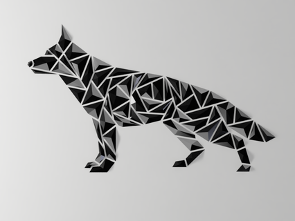 geometric dog wall art - german shepherd style Home Decor 3d print model - Mito3D