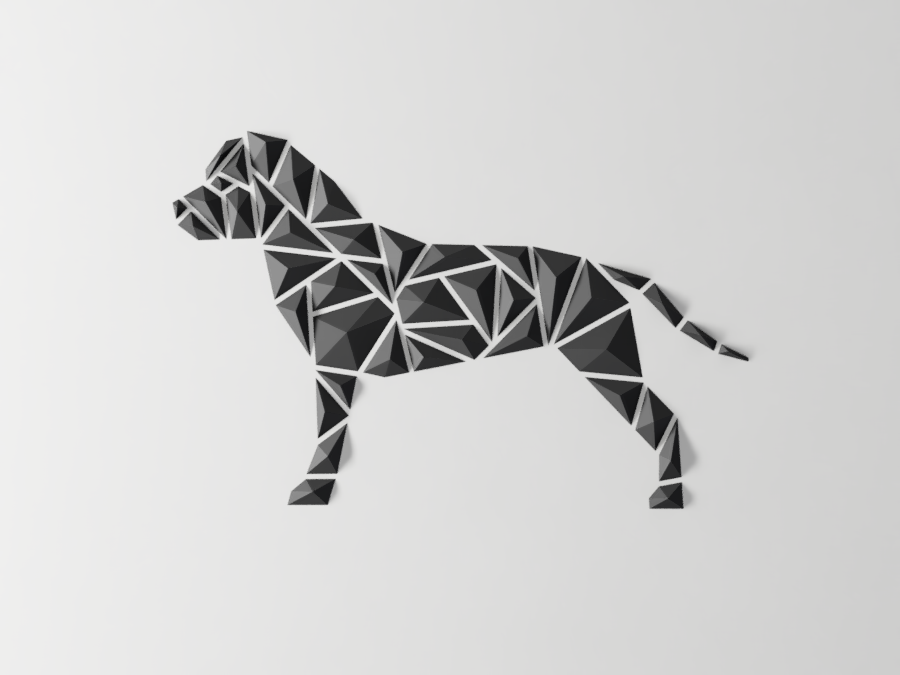 geometrisch Hund Mauer Kunst staffy amstaff Stil Zuhause Haus Dekor 3D print model - Mito3D