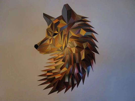 geométrico lobo raposa cabeça parede arte 3d modelos baixar crialidade nuvem casa decoração 3d print model - Mito3D