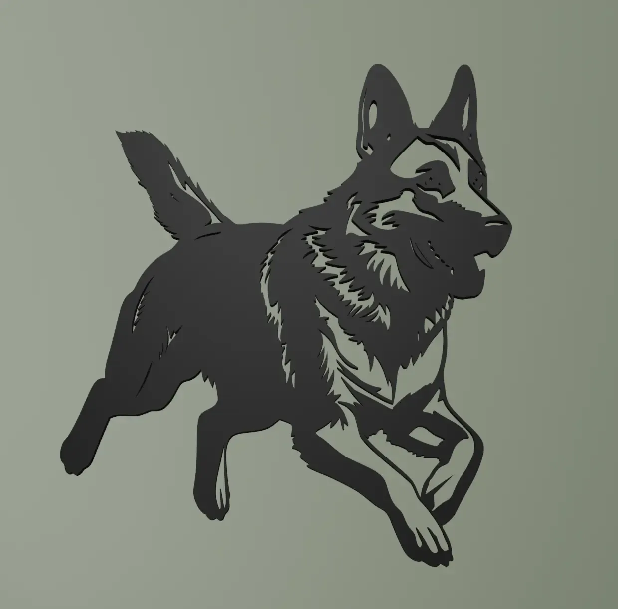 german sheperhead running wall art 3d models download creality cloud 3D print model - Mito3D