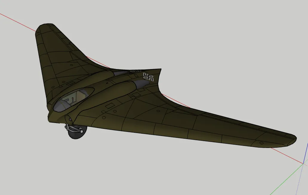 german stealthbomber nurfl geljet horten h ix gotha go229 3d models download creality cloud warplanes 3D print model - Mito3D