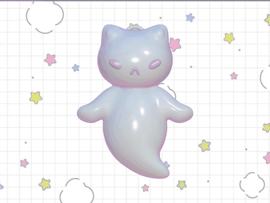 fantasma gato charme chaveiro 3d modelos baixar crialidade nuvem jóias 3d print model - Mito3D
