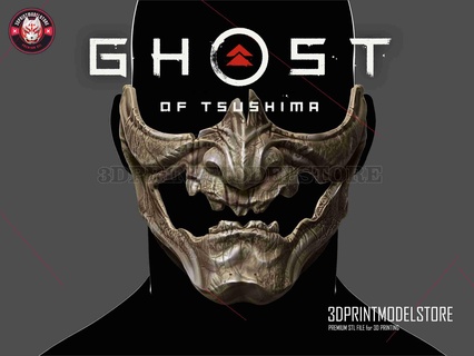Geist Tsushima Skelett Maske japanisch oni Samurai 3d Modelle download Realität Wolke Masken Helme 3d print model - Mito3D
