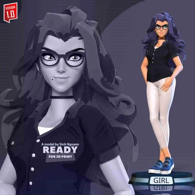 girl glasses 3d models download creality cloud fictional characters 3d print model - Mito3D