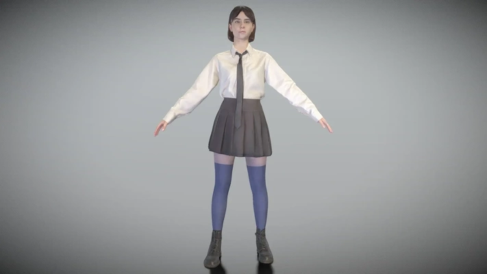 mädchen uniform 3d modelle download realität wolke 3d print model - Mito3D