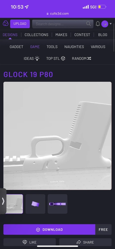 glock 19 p90 3d modelos baixar crialidade nuvem 3d print model - Mito3D