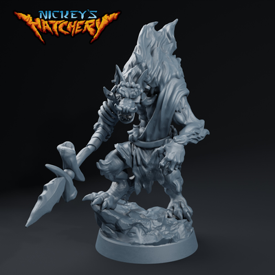 gnoll warrior spear fisi gnolls tribe 3d models download creality cloud board game 3d print model - Mito3D