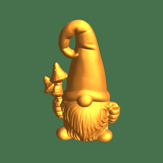 gnome holding mushroom long curly hat Characters 3d print model - Mito3D