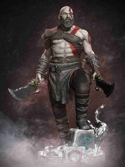 god of war kratos statue 3d models download creality cloud 3d print model - Mito3D