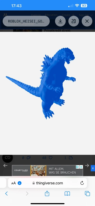 godzilla 3d modelle download realität wolke 3d print model - Mito3D