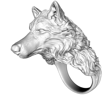 lobo anillo joyería 3d print model - Mito3D