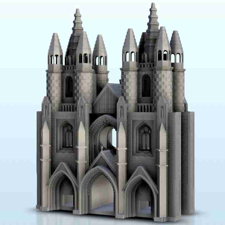 gothic arch double towers - scenery medieval miniatures Historical Buildings 3D print model - Mito3D
