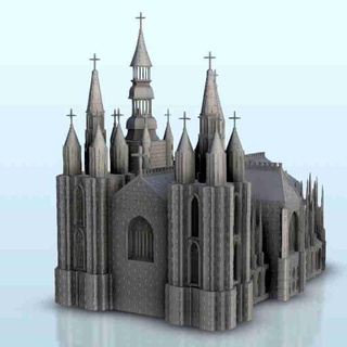 gotik kilise çan kule 15 manzara Ortaçağa ait minyatür tarihi binalar 3d print model - Mito3D