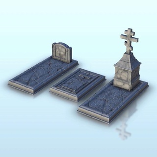 tombes 2 terrain ww2 paysage moderne miniatures Publique installations 3d print model - Mito3D