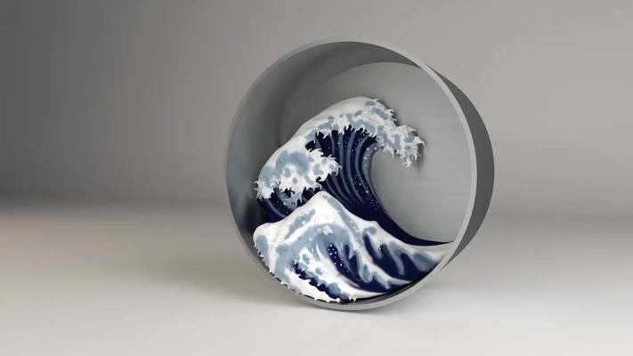 great wave kanagawa 3d models download creality cloud 3d print model - Mito3D