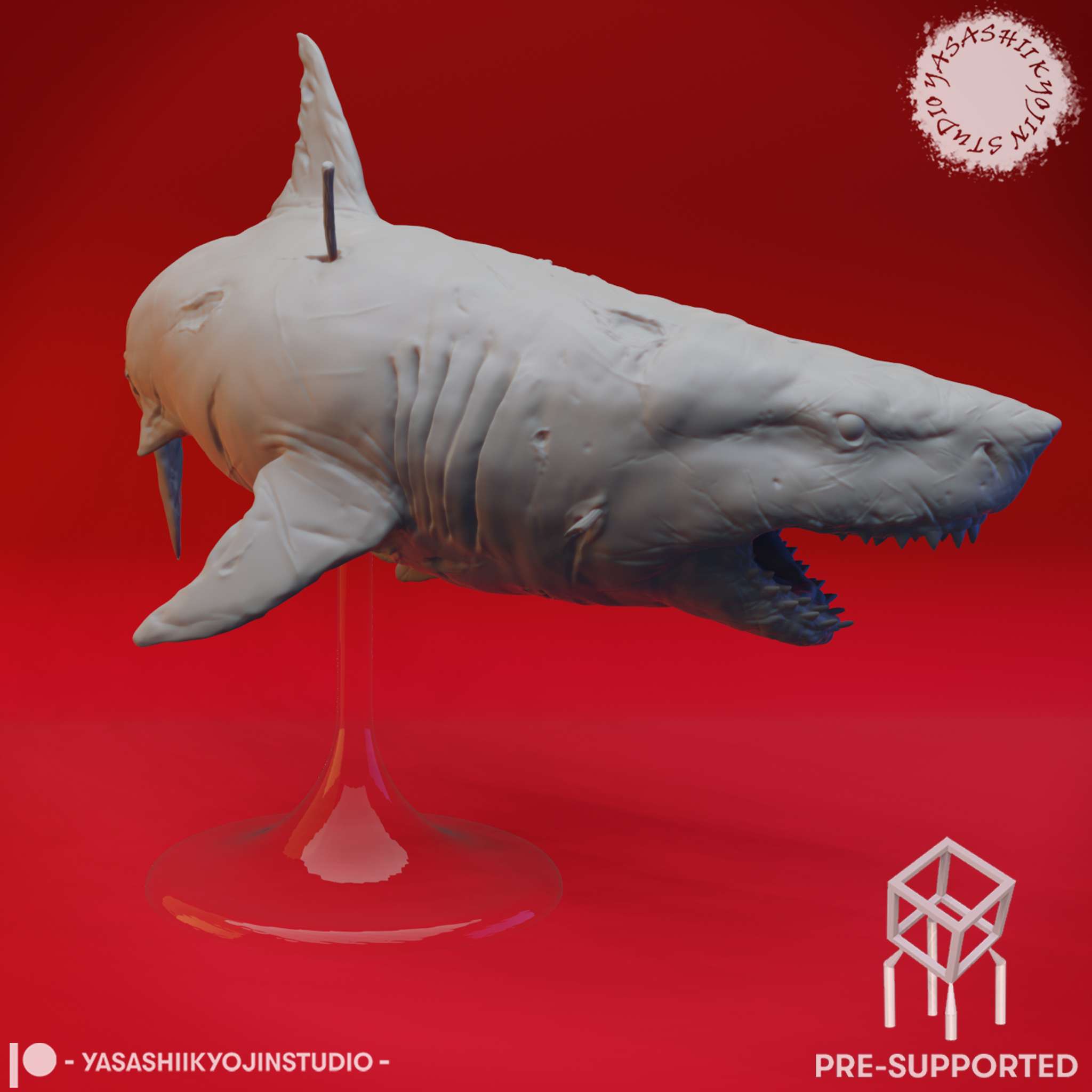 great wight shark - tabletop miniature pre-supported Characters 3D print model - Mito3D