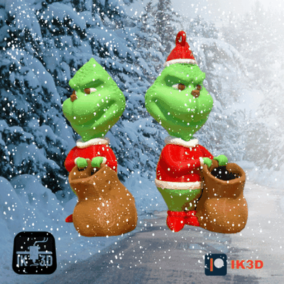 grinch mini figurine - no supports 3d models download creality cloud fictional characters 3d print model - Mito3D