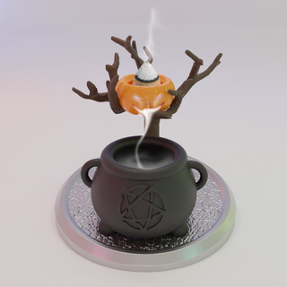 halloween backflow incense burner cauldron pumpkin Household 3d print model - Mito3D