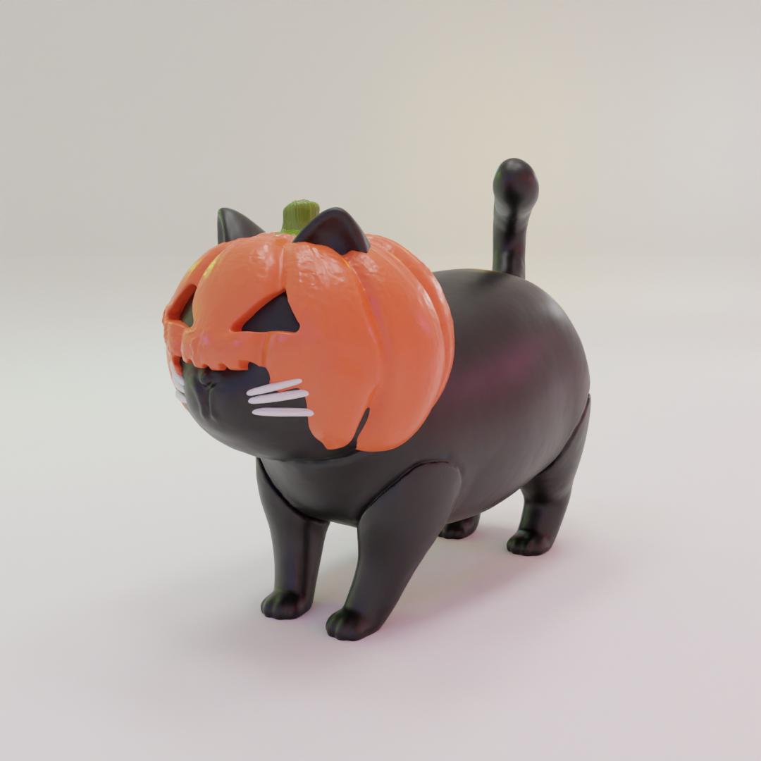 Halloween impression peindre citrouille chat animaux 3D print model - Mito3D