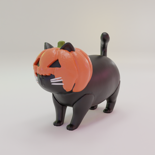 Halloween Stampa dipingere zucca gatto animali 3d print model - Mito3D