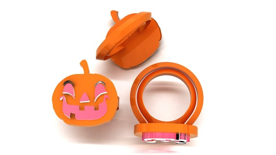 Halloween zucca squillare gratuito arancia rosso moda 3d print model - Mito3D