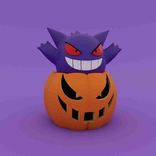 halloween special pumpkin gengar 3d models download creality cloud Fictional Characters 3d print model - Mito3D