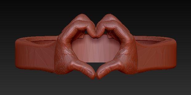 hand heart ring Jewellery 3d print model - Mito3D