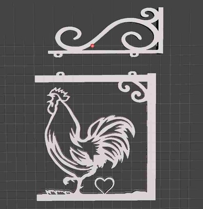 hanging deco wall bracket rooster 3d models download creality cloud home decor 3d print model - Mito3D