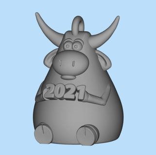 glücklich ox Säugetier 3d print model - Mito3D