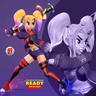 Harley Quinn beisebol jogador 3d modelos baixar crialidade nuvem ficcional personagens 3d print model - Mito3D