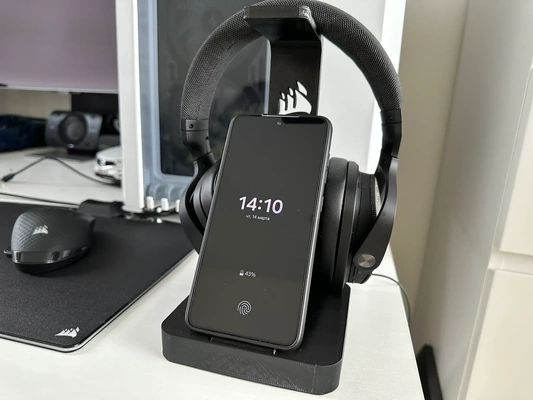 fone ouvido phone ficar pé corsário logotipo 3d modelos baixar crialidade nuvem 3d print model - Mito3D